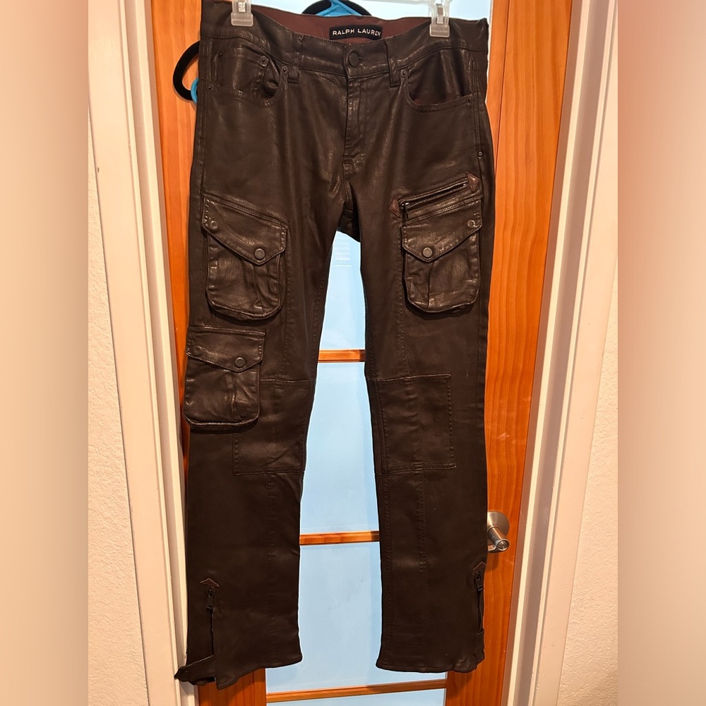 RALPH LAUREN Black Label Waxed Cotton Moto Jeans
 Size 30